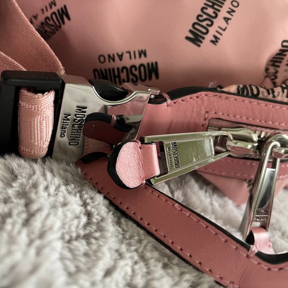 MOSCHINO Women Pink All Over Logo Print Unstructured Backpack main image 6